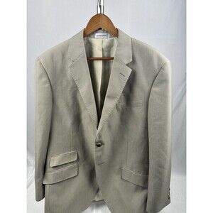 Geoffrey Beene Jacket Tan Polyester Blazer Sport Coat 43R